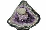 Amethyst Geode with Calcite on Metal Stand - Great Color #126342-1